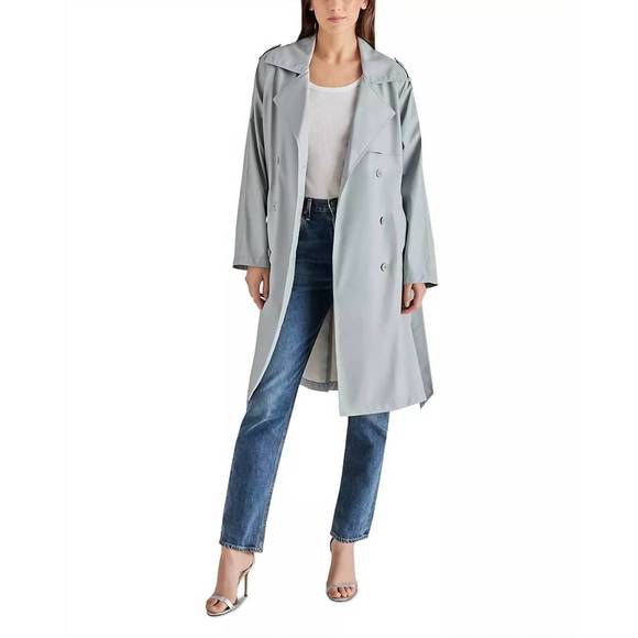 NEW STEVE MADDEN ilia raincoat in slate grey - Picture 4 of 4